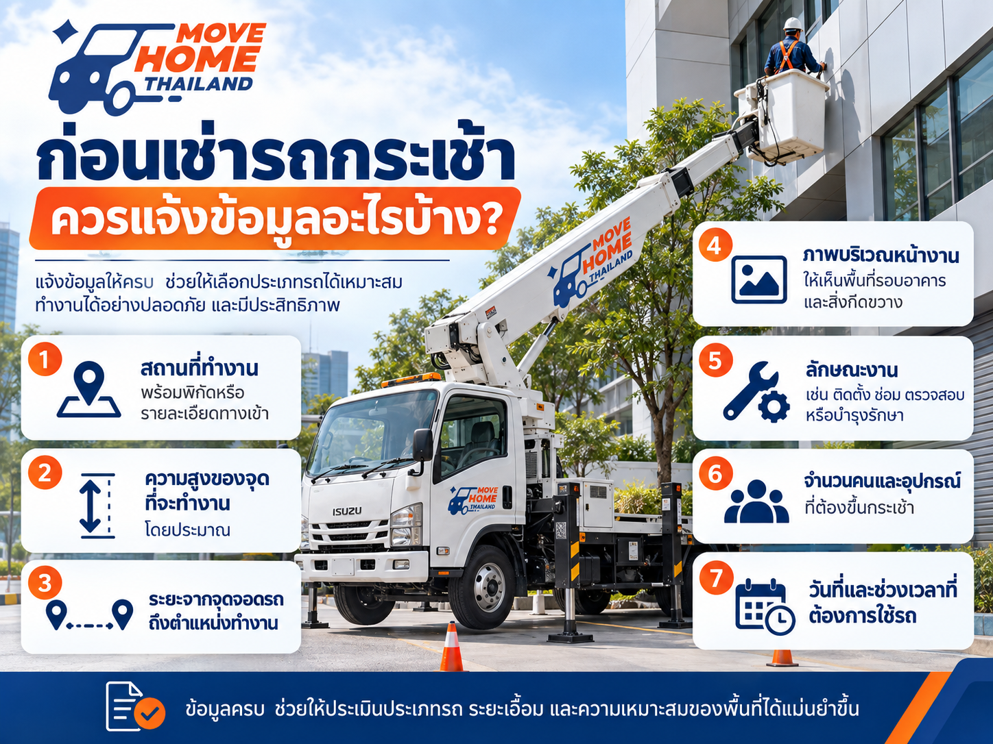 รถกระเช้า คืออะไร Movehomethailand ให้บริการเช่ารถเฮียบติด กระเช้า